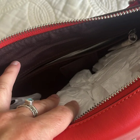 Brand new with tags coach purse. Beautiful smooth leather in a fiery red color. - Picture 4 of 7